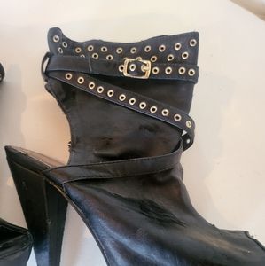 Ankle black leather boots